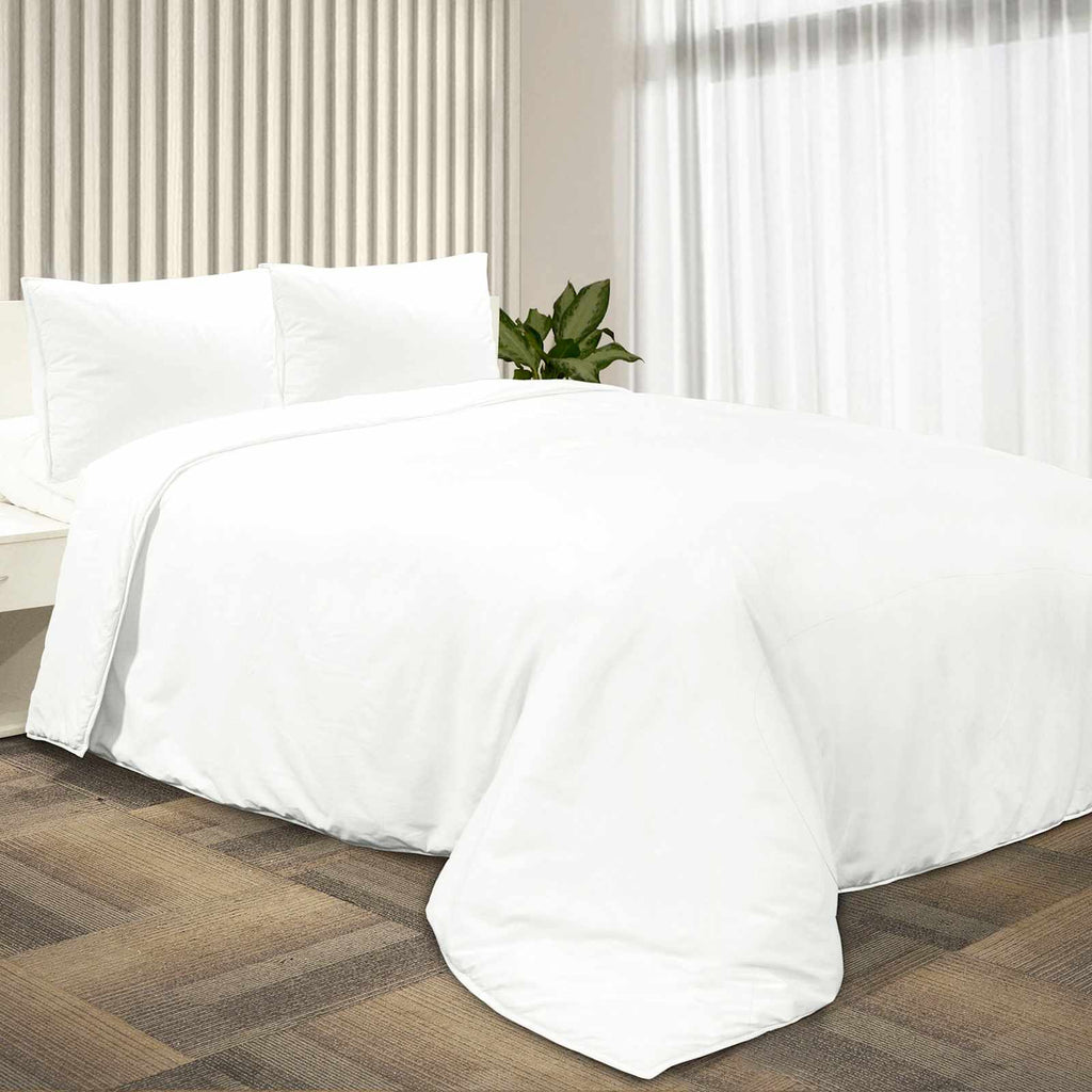 3-Piece White Washed Cotton Percale Comforter Set