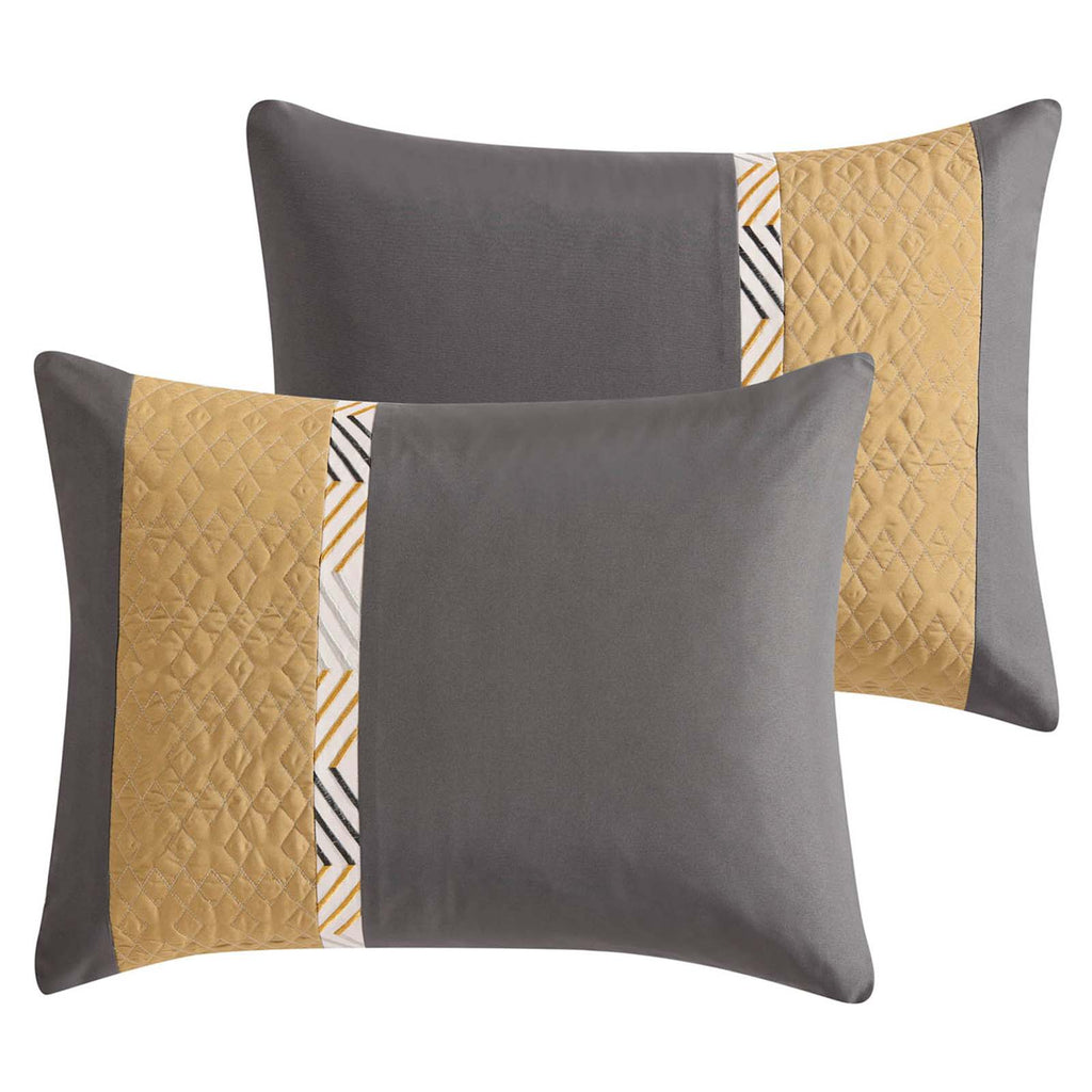 7-Piece Davin Yellow & Grey Comforter Set