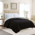 Black & Grey Reversible Brushed Microfiber Comforter, Full/Queen