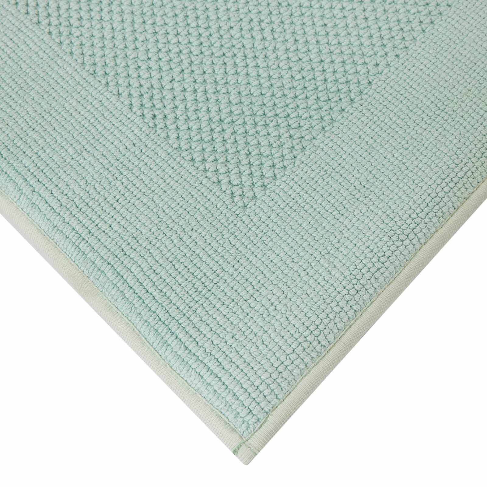 Sea Green Waffle Border Memory Foam Bath Rug, 20x30