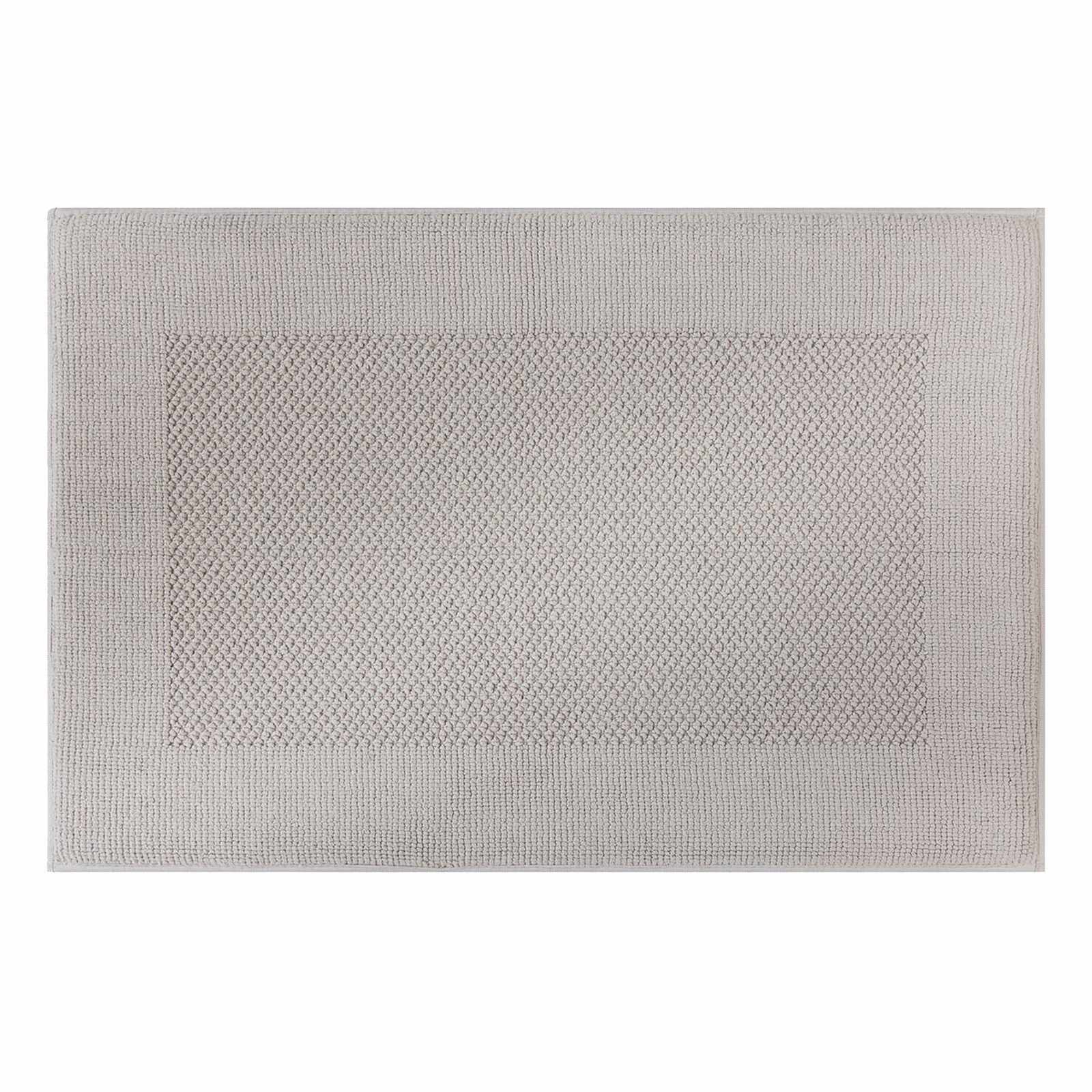 Grey Waffle Border Memory Foam Bath Rug, 20x30