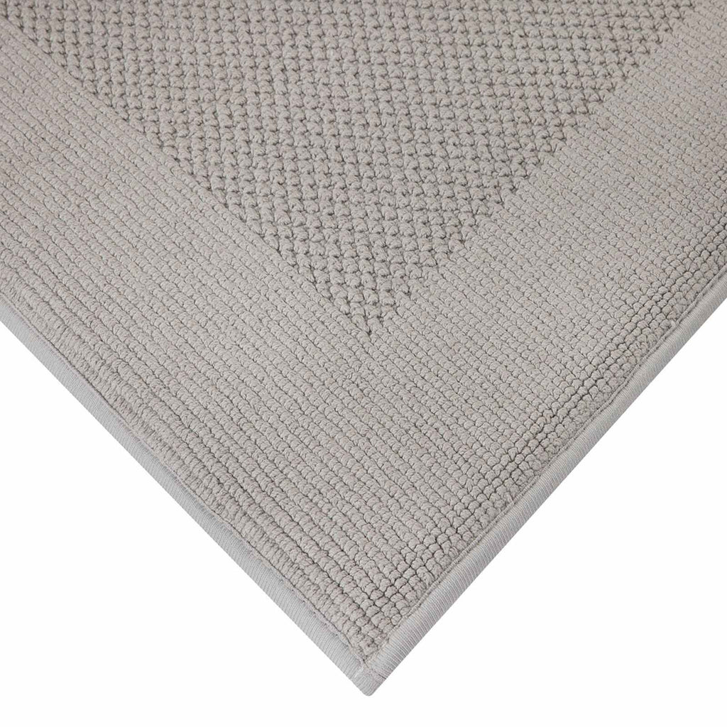 Grey Waffle Border Memory Foam Bath Rug, 20x30