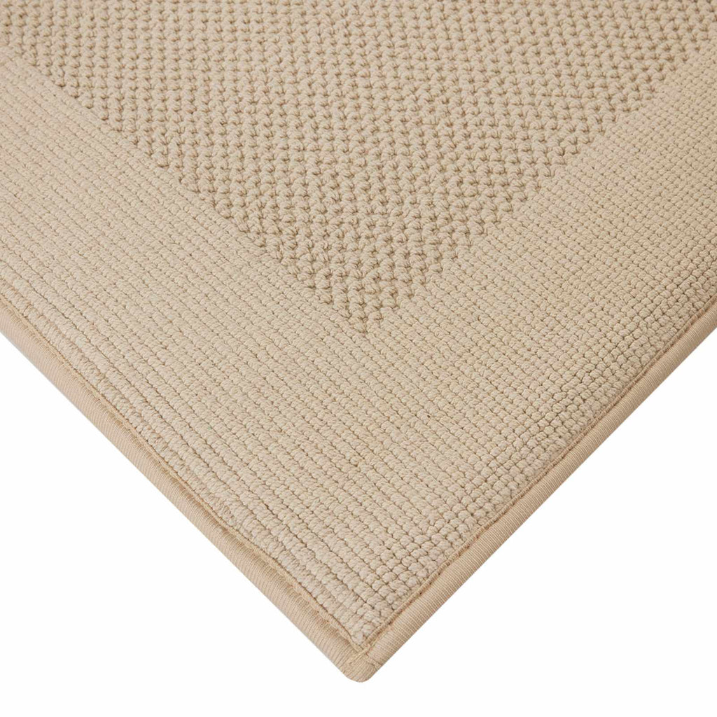 Tan Waffle Border Memory Foam Bath Rug, 20x30