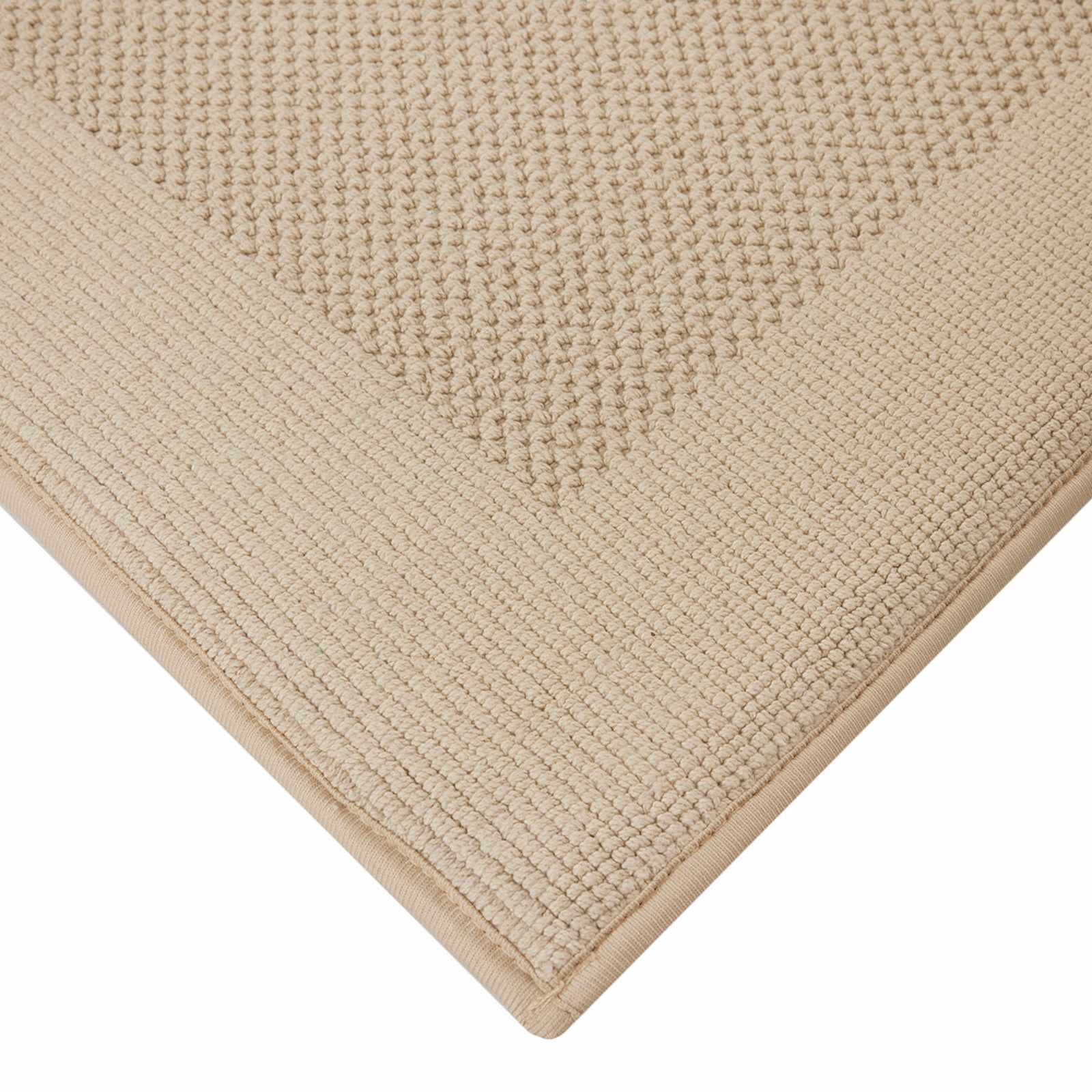 Tan Waffle Border Memory Foam Bath Rug, 20x30