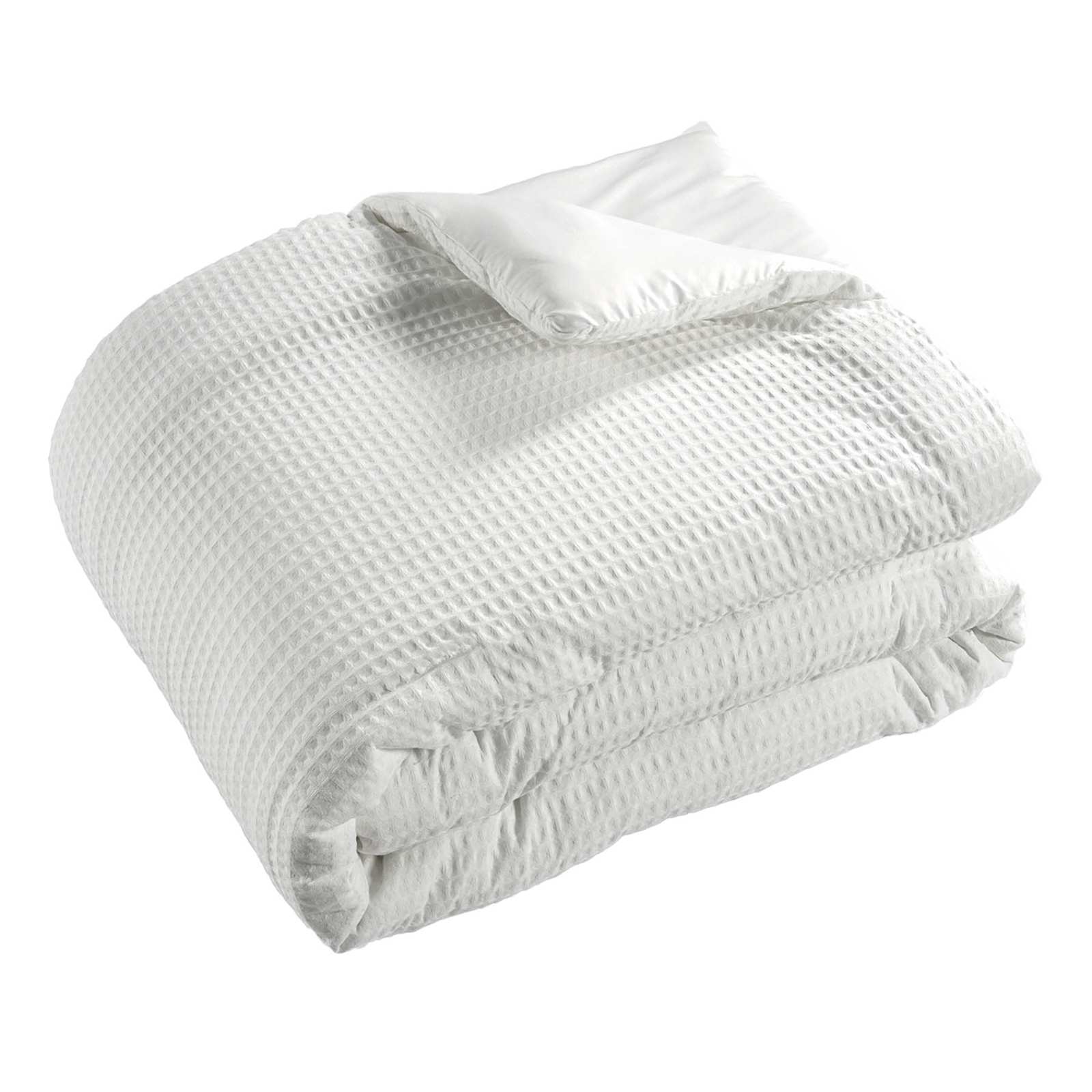 3-Piece White Washed Cotton Waffle Comforter Set