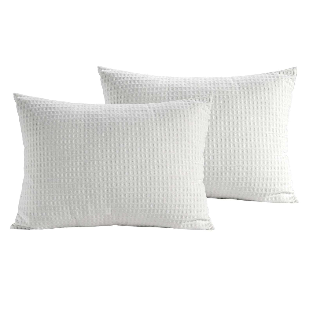 3-Piece White Washed Cotton Waffle Comforter Set