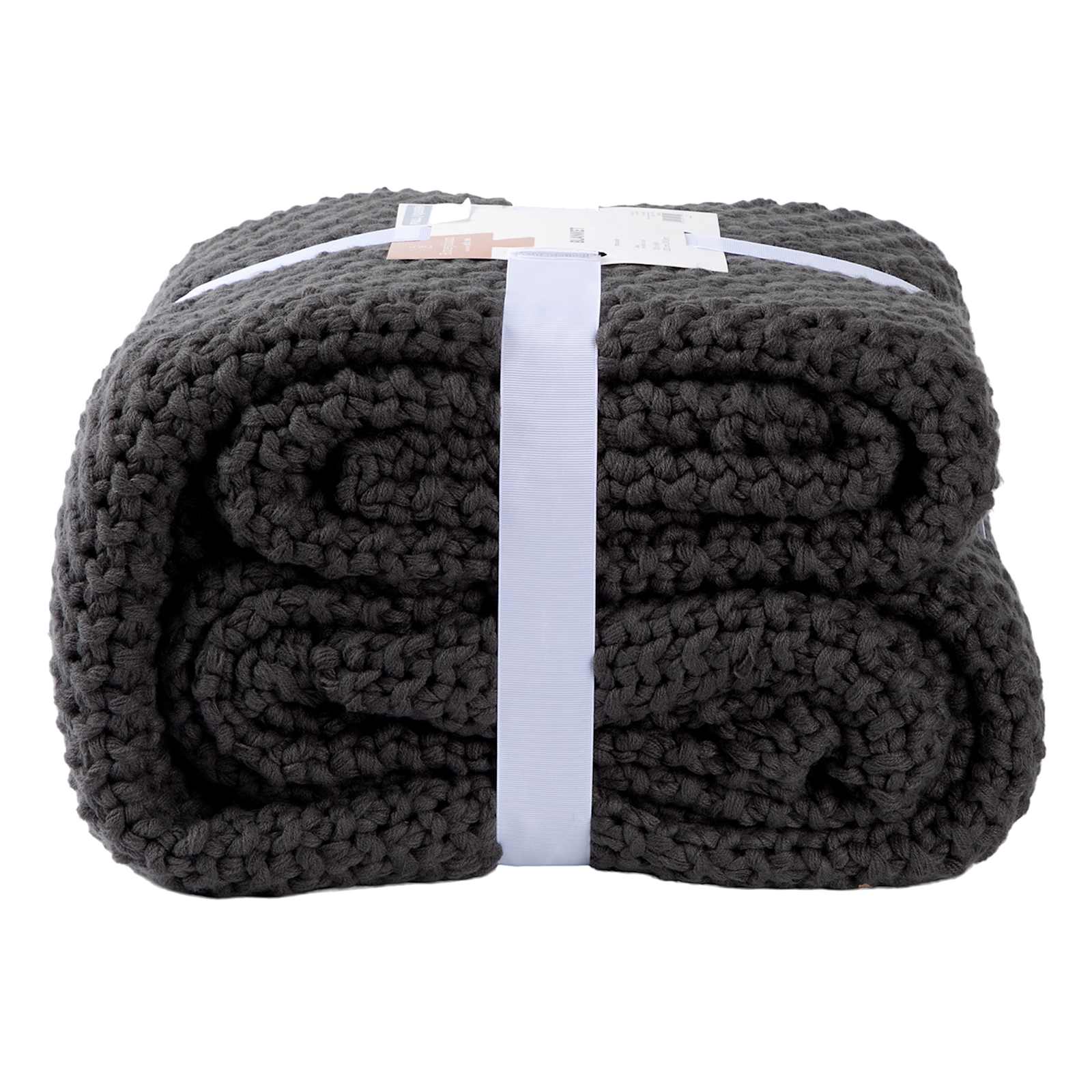 Dark Grey Sweater Knit Bed Blanket