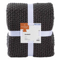 Dark Grey Sweater Knit Bed Blanket