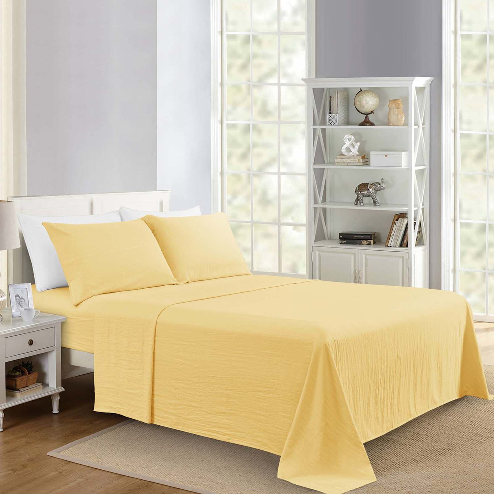4-Piece Sunlight Yellow Super Soft Microfiber Sheet Set, King