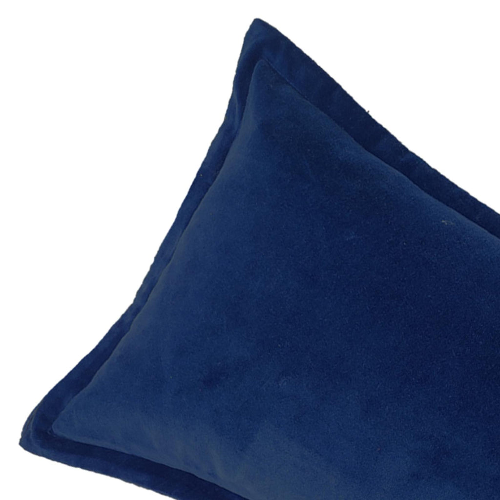Navy Blue Cotton Velvet Throw Pillow, 14x36