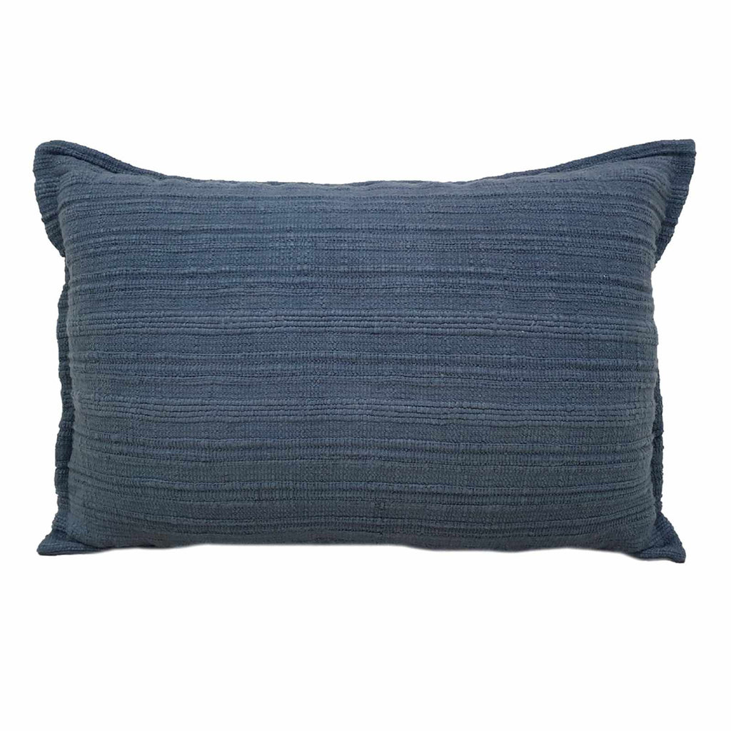 Kleo Blue Striped Slub Throw Pillow, 14x20