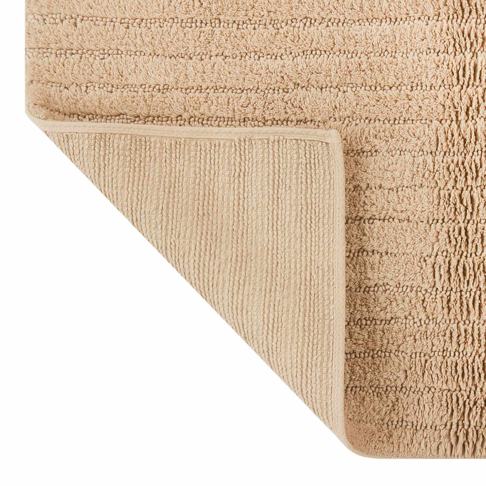 Tan Striped High-Low Bath Rug, 20x30
