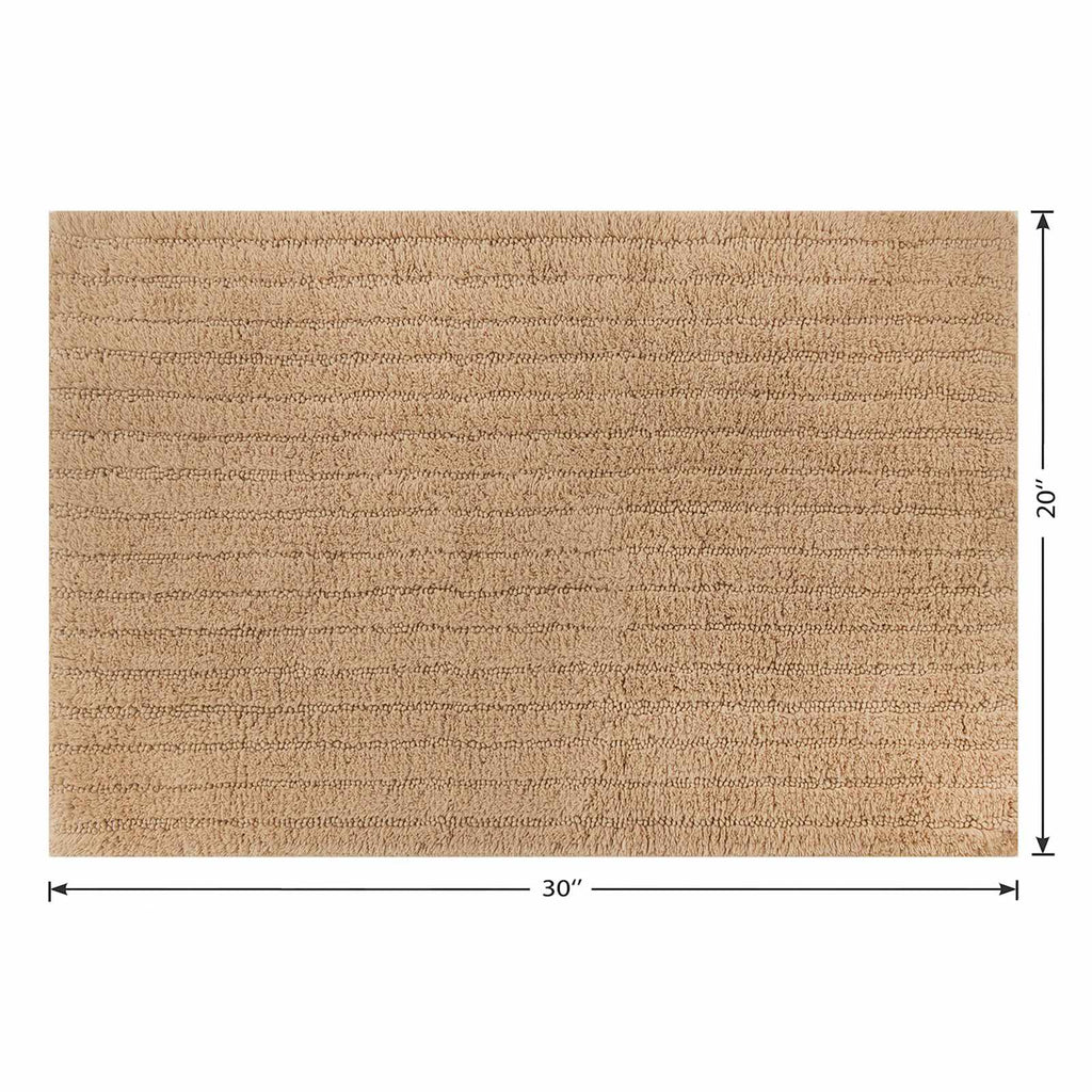 Tan Striped High-Low Bath Rug, 20x30