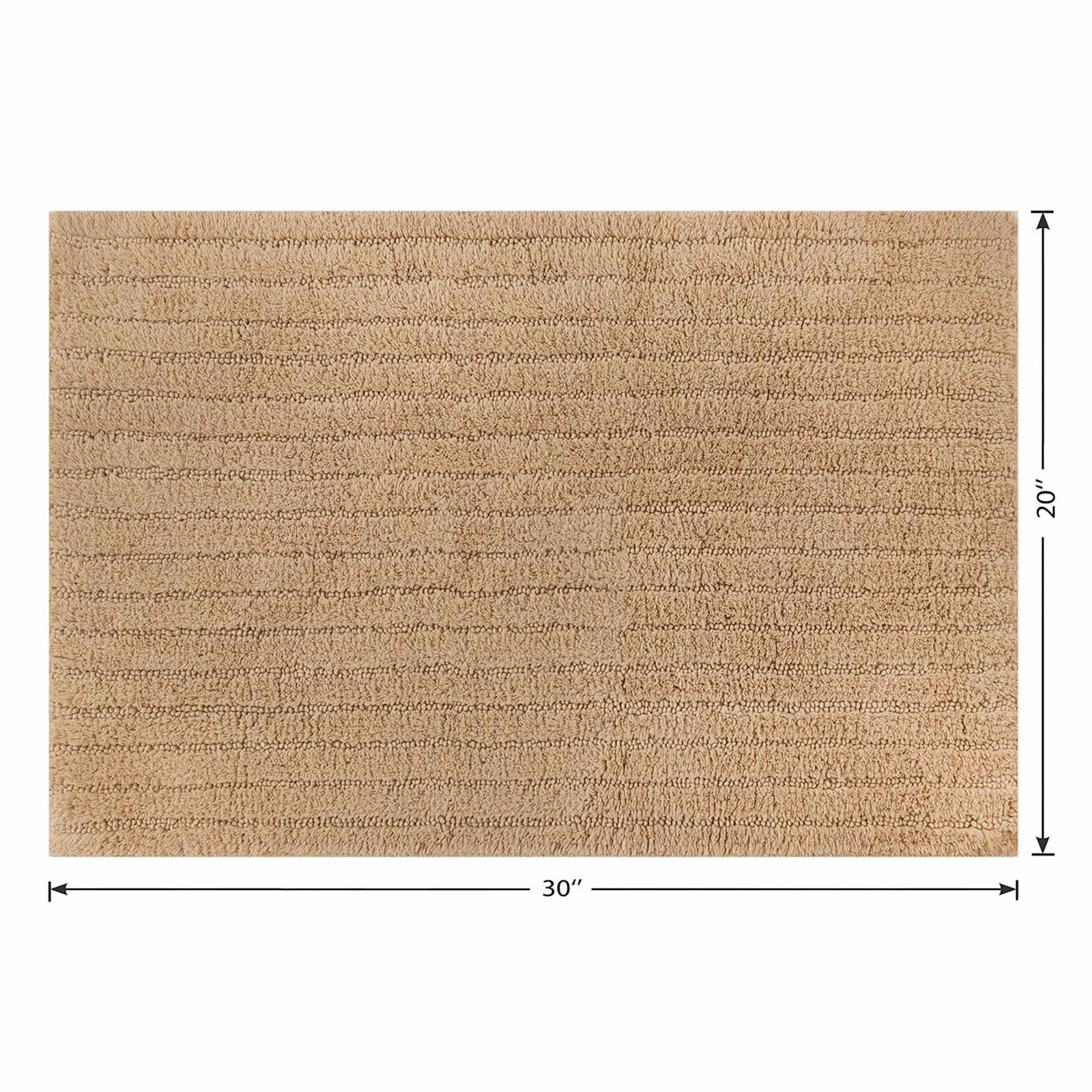 Tan Striped High-Low Bath Rug, 20x30