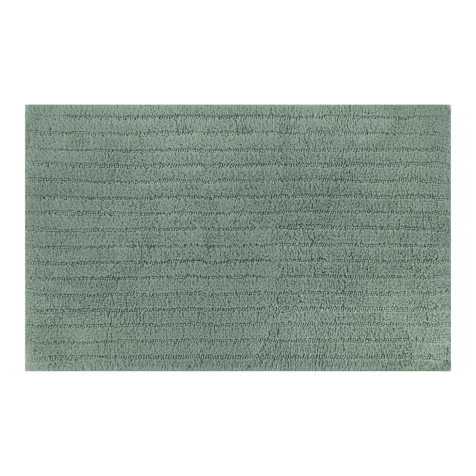 Green Striped High-Low Bath Rug, 20x30