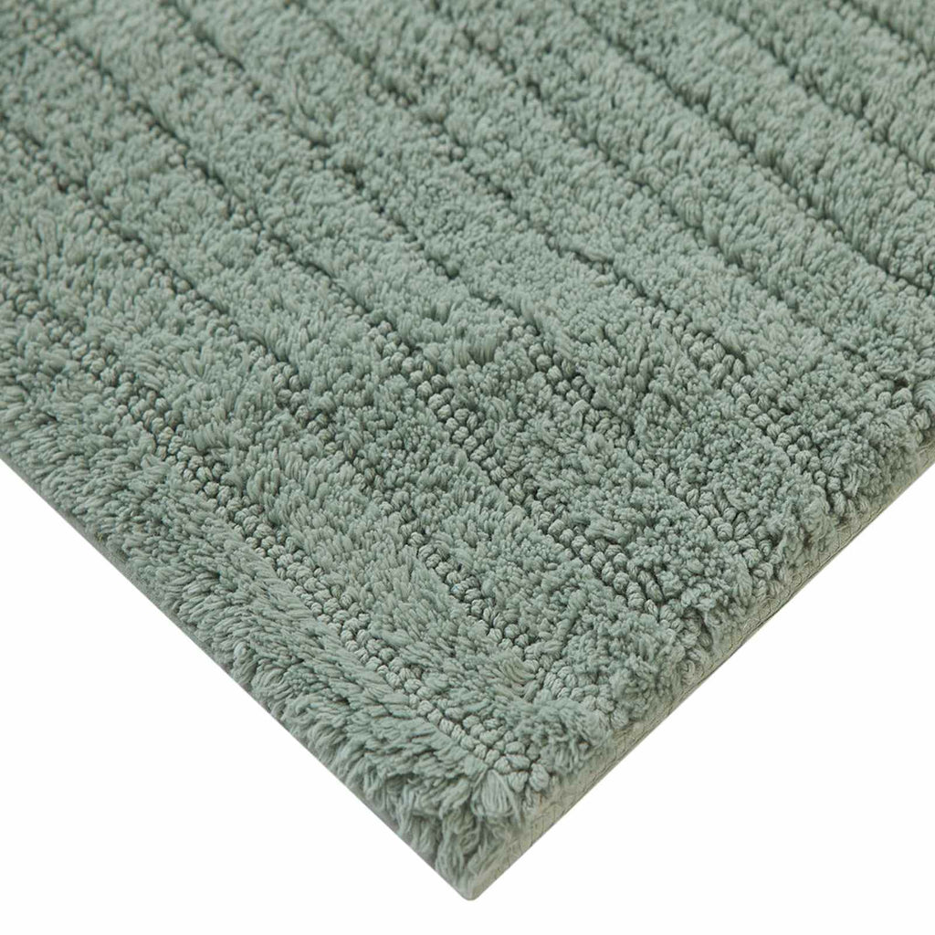 Green Striped High-Low Bath Rug, 20x30