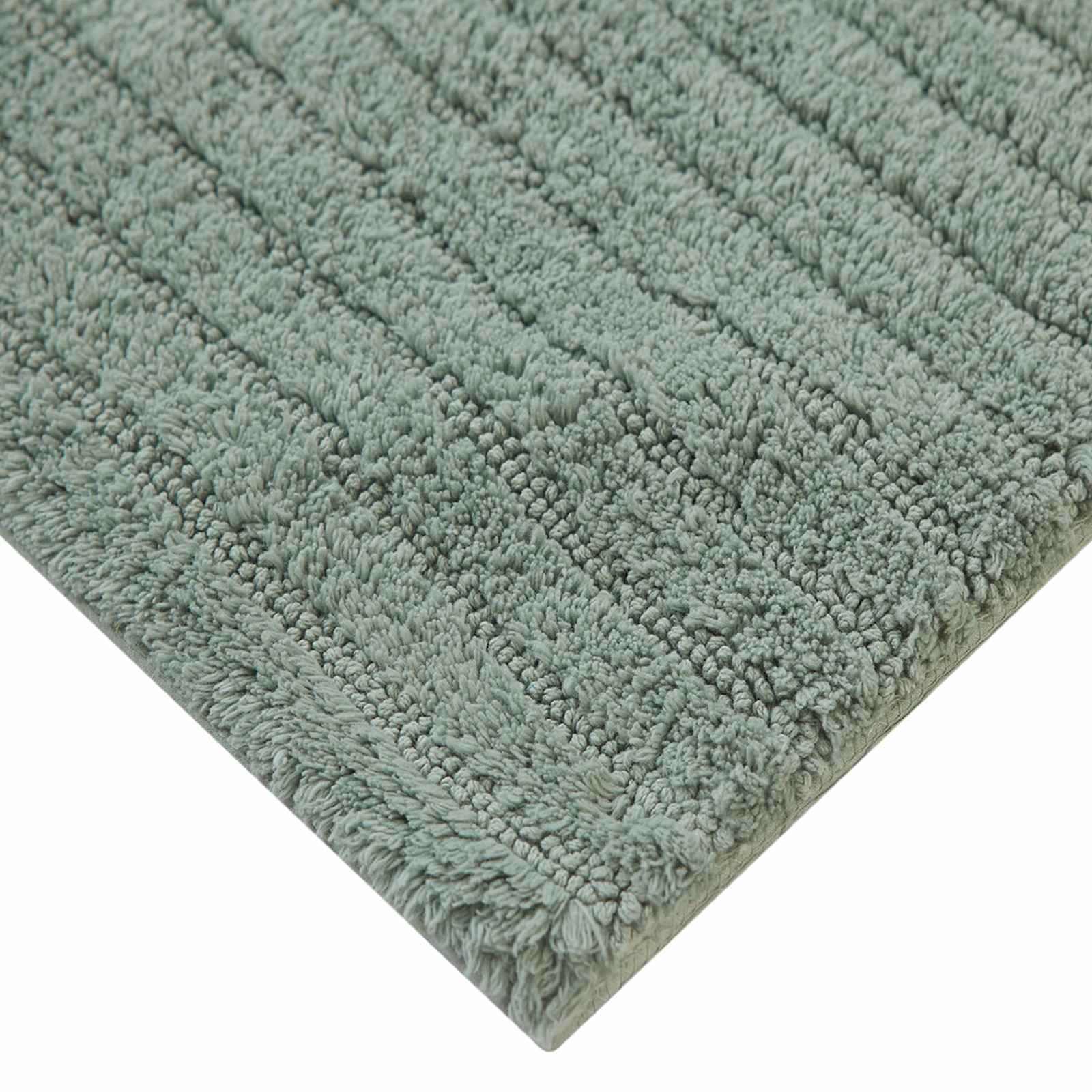 Green Striped High-Low Bath Rug, 20x30