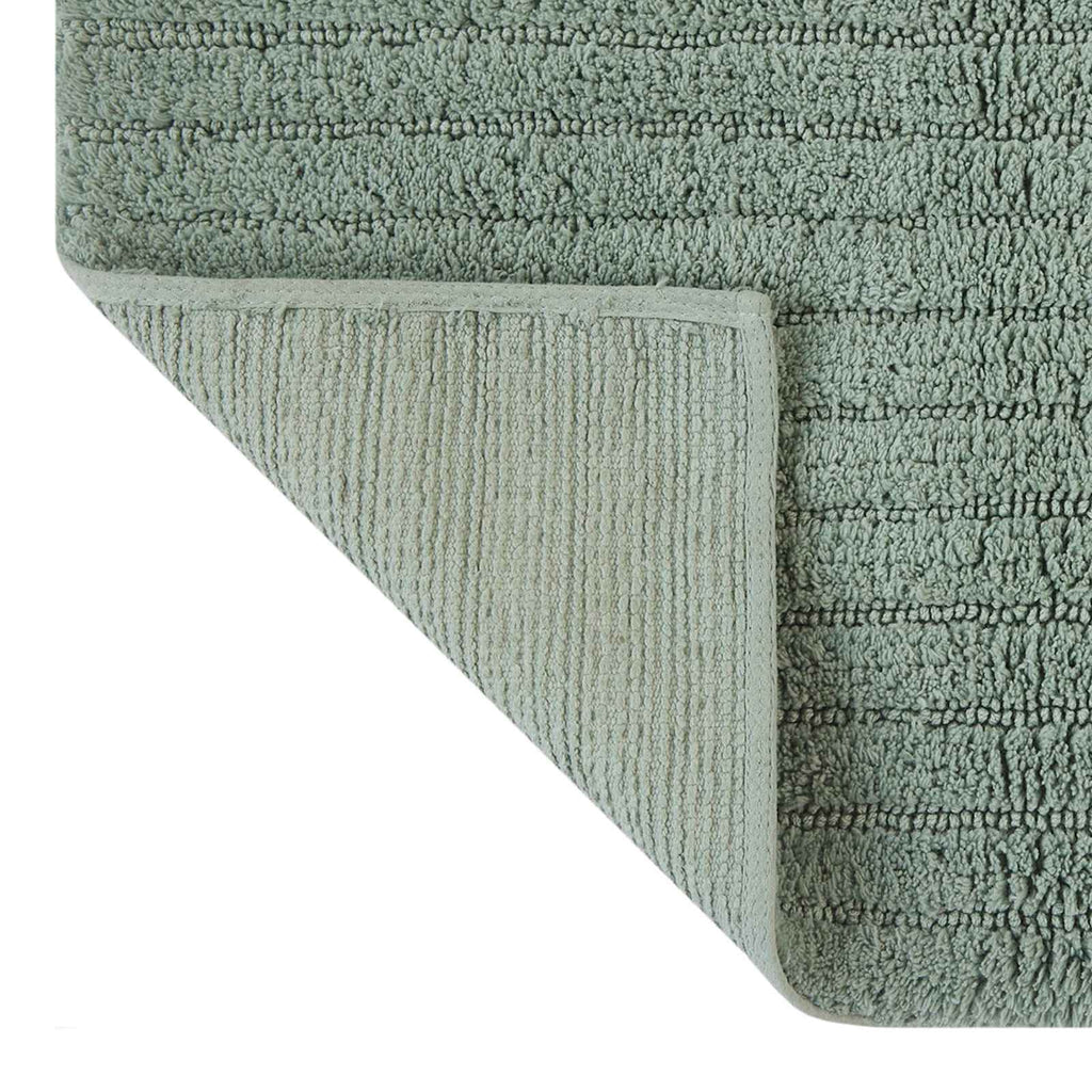 Green Striped High-Low Bath Rug, 20x30