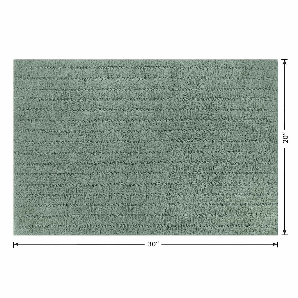 Green Striped High-Low Bath Rug, 20x30