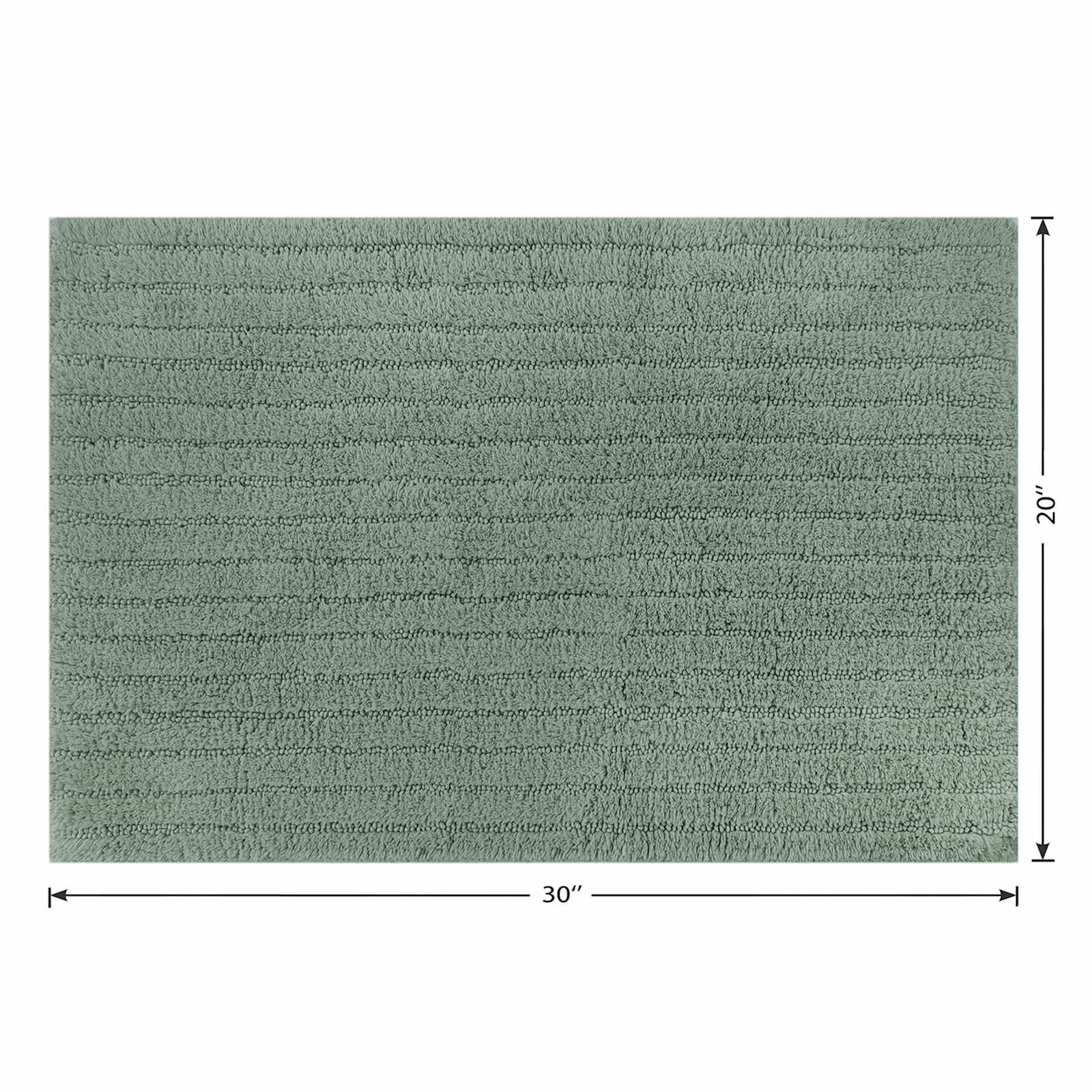 Green Striped High-Low Bath Rug, 20x30