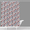 Red & Blue Jacobean Shower Curtain, 72"