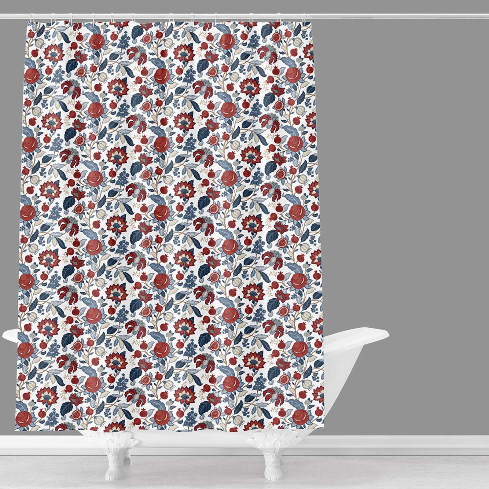 Red & Blue Jacobean Shower Curtain, 72"