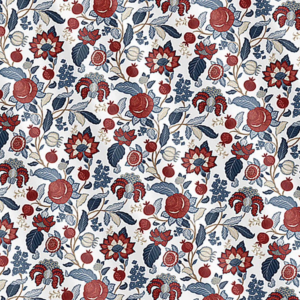 Red & Blue Jacobean Shower Curtain, 72"