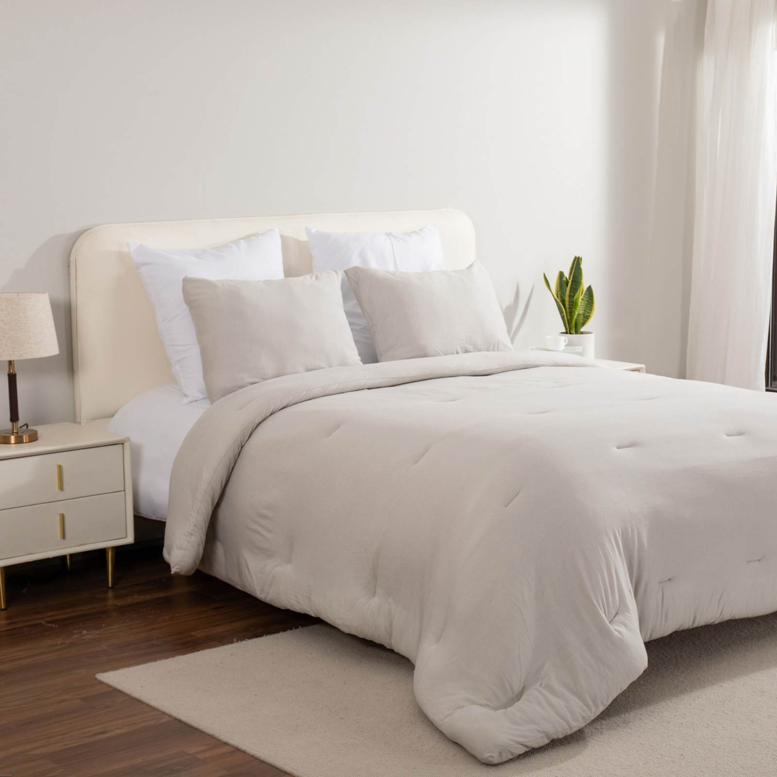 Light Grey Soft Knit Jersey Single Comforter