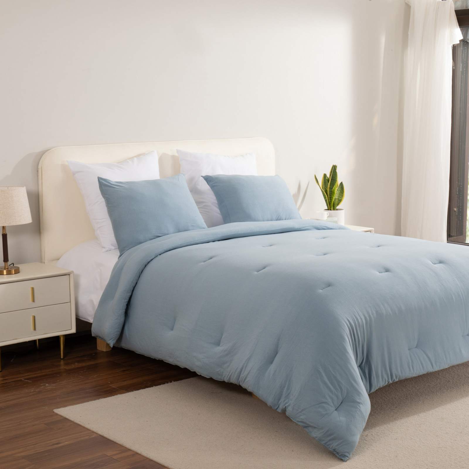 Light Blue Soft Knit Jersey Single Comforter, Full/Queen