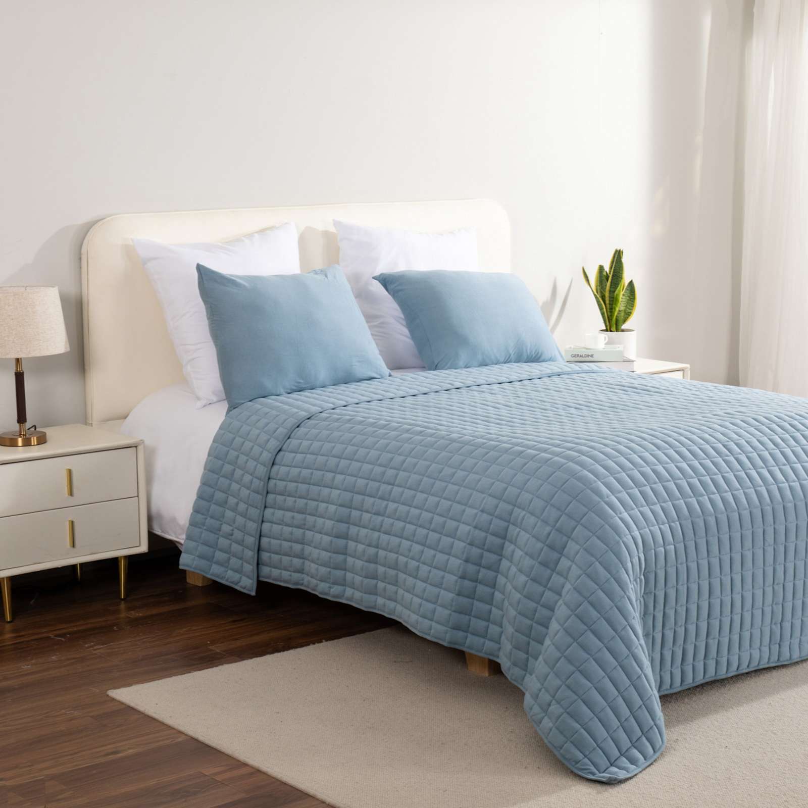 Light Blue Soft Knit Jersey Quilt, Full/Queen