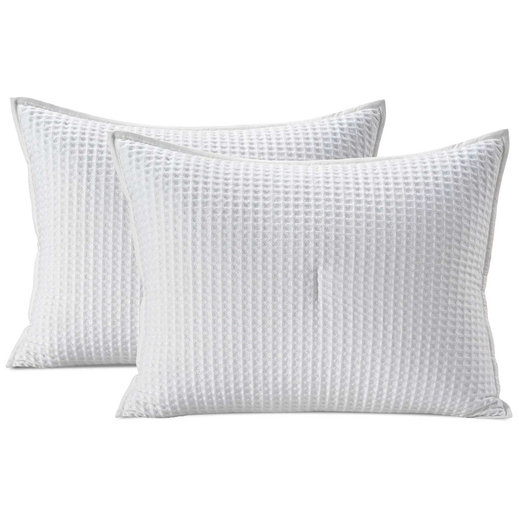 3-Piece White Cotton Waffle Quilt Set, King
