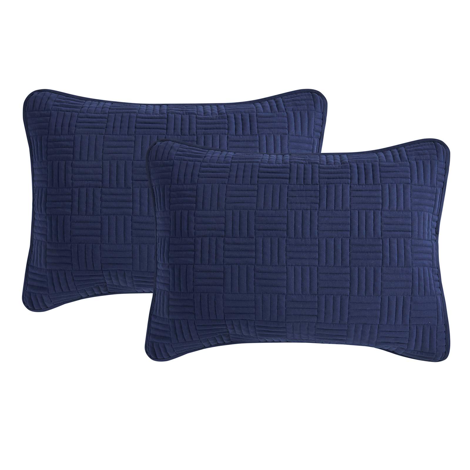 3-Piece Navy Blue Washed Microfiber Quilt Set, Full/Queen