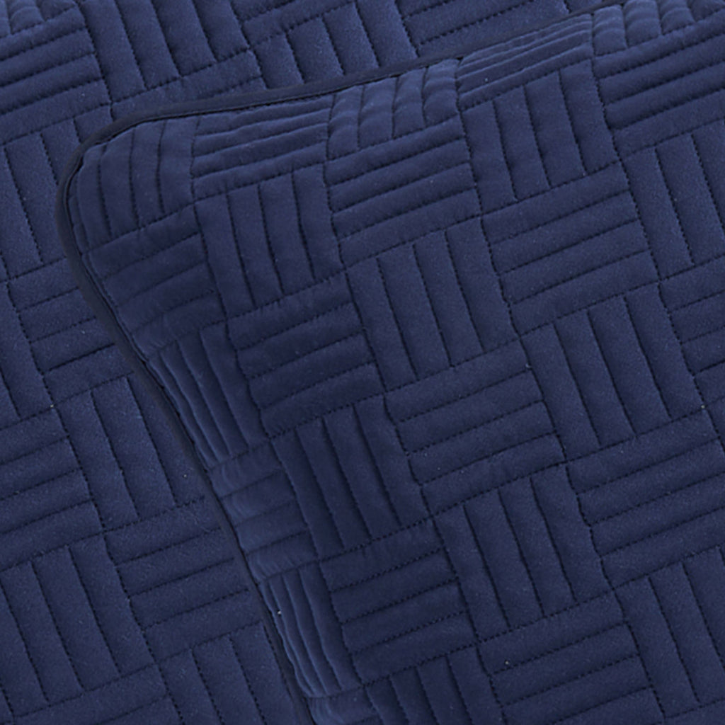 3-Piece Navy Blue Washed Microfiber Quilt Set, Full/Queen
