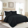 3-Piece Black Washed Microfiber Quilt Set, Full/Queen