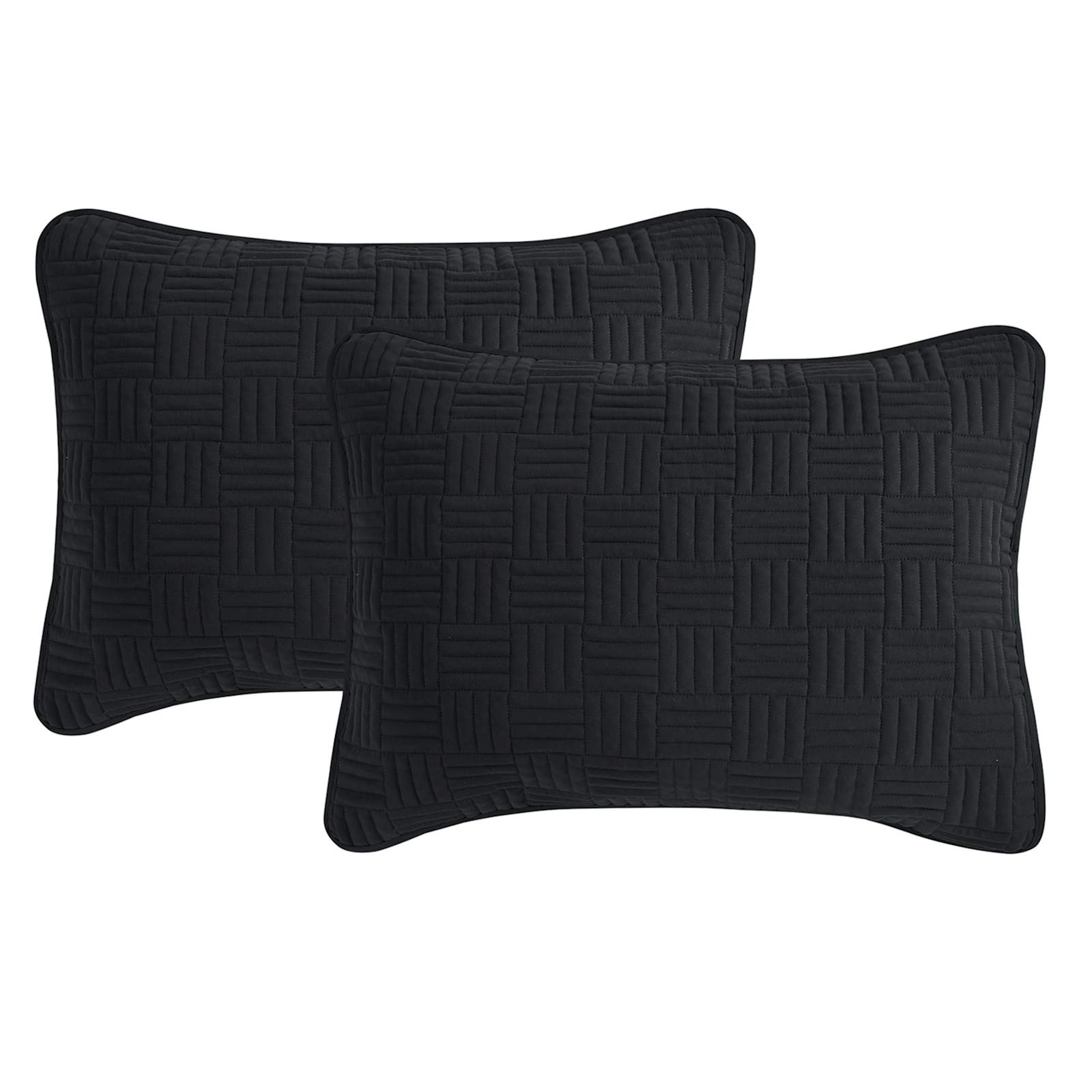 3-Piece Black Washed Microfiber Quilt Set, Full/Queen