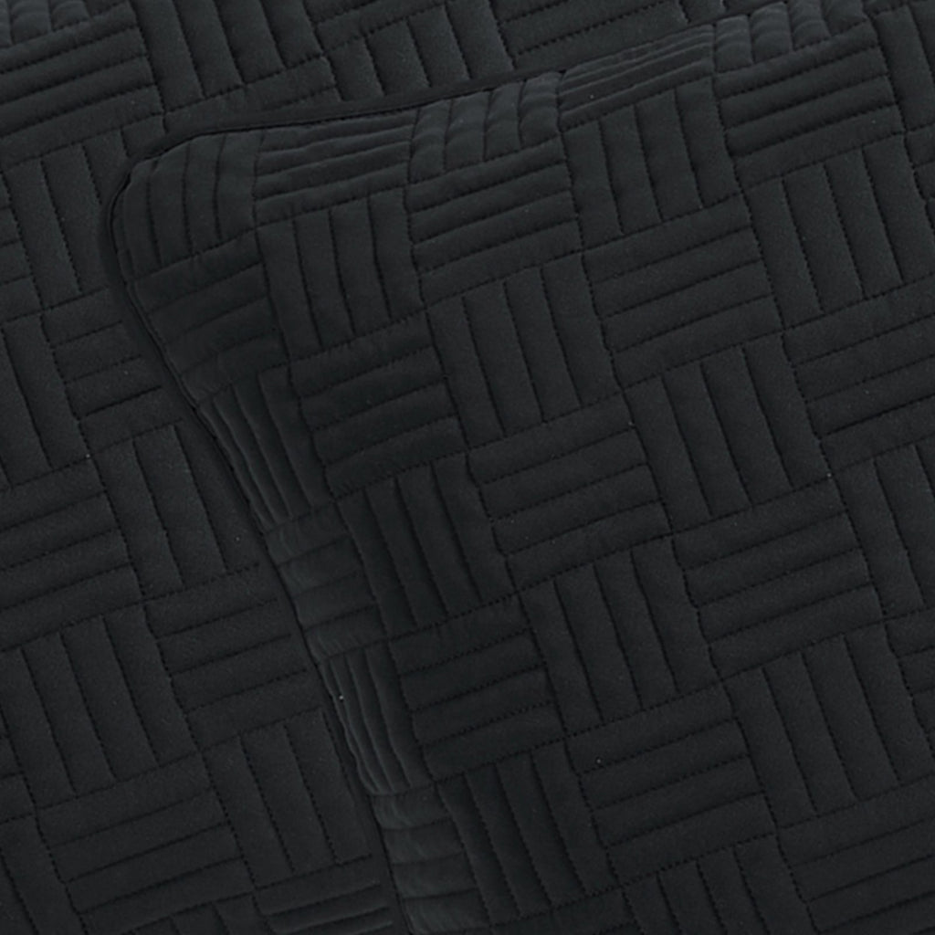 3-Piece Black Washed Microfiber Quilt Set, Full/Queen