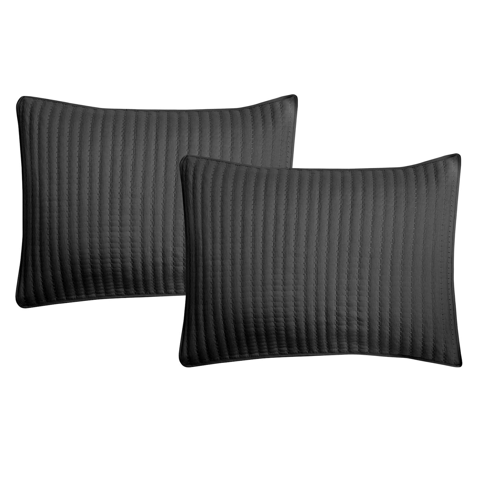 3-Piece Dark Grey Washed Microfiber Quilt Set, King