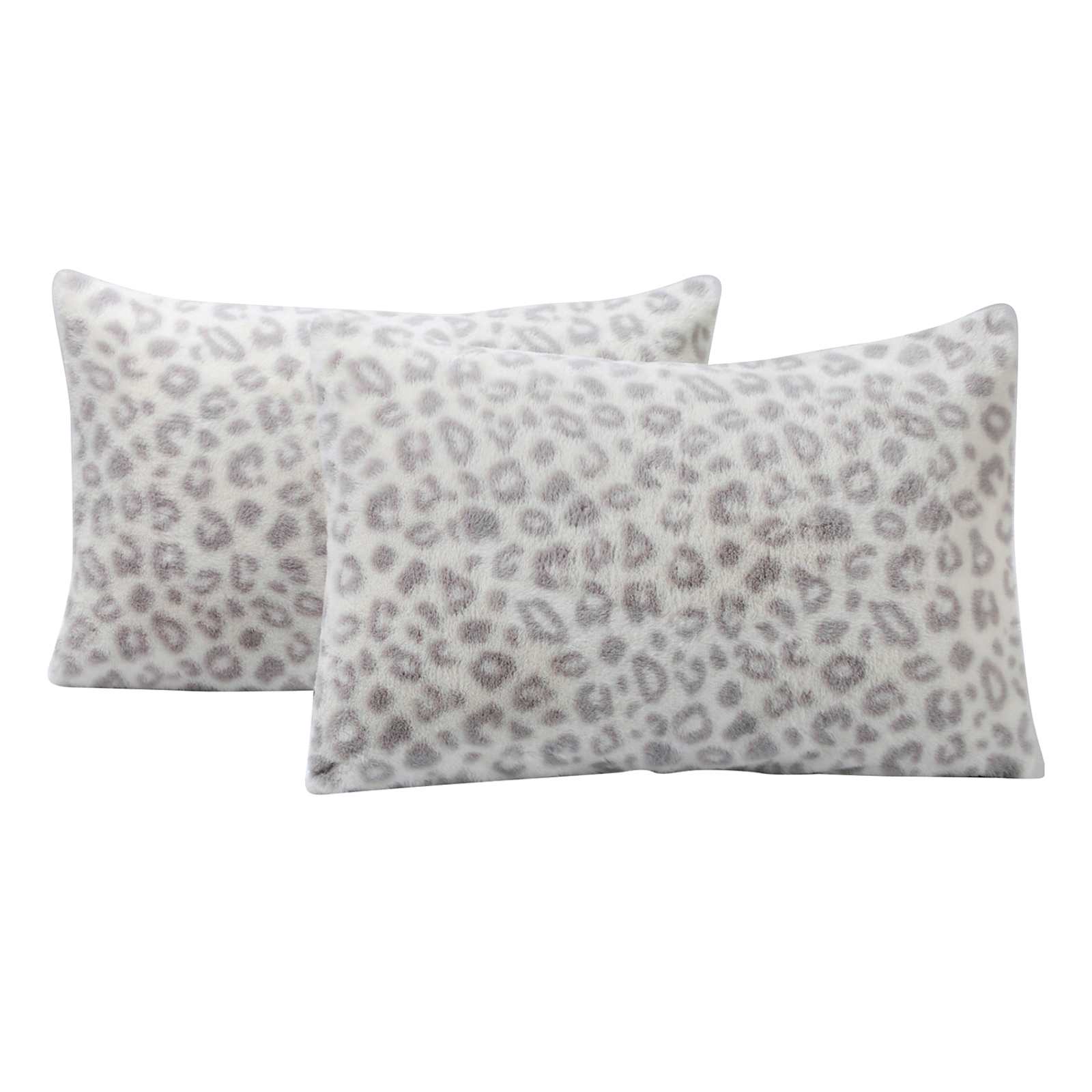 3-Piece Snow Leopard Faux Fur Comforter Set, Full/Queen