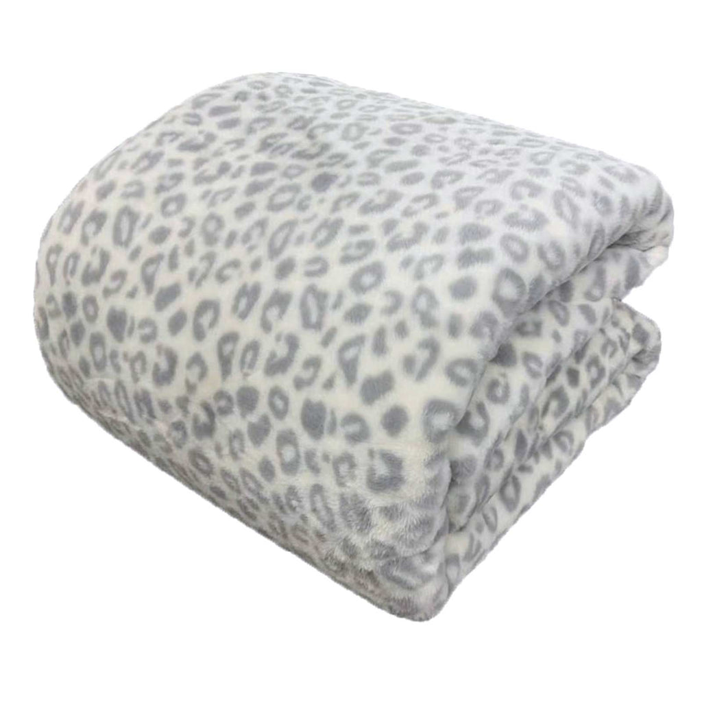 3-Piece Snow Leopard Faux Fur Comforter Set, Full/Queen