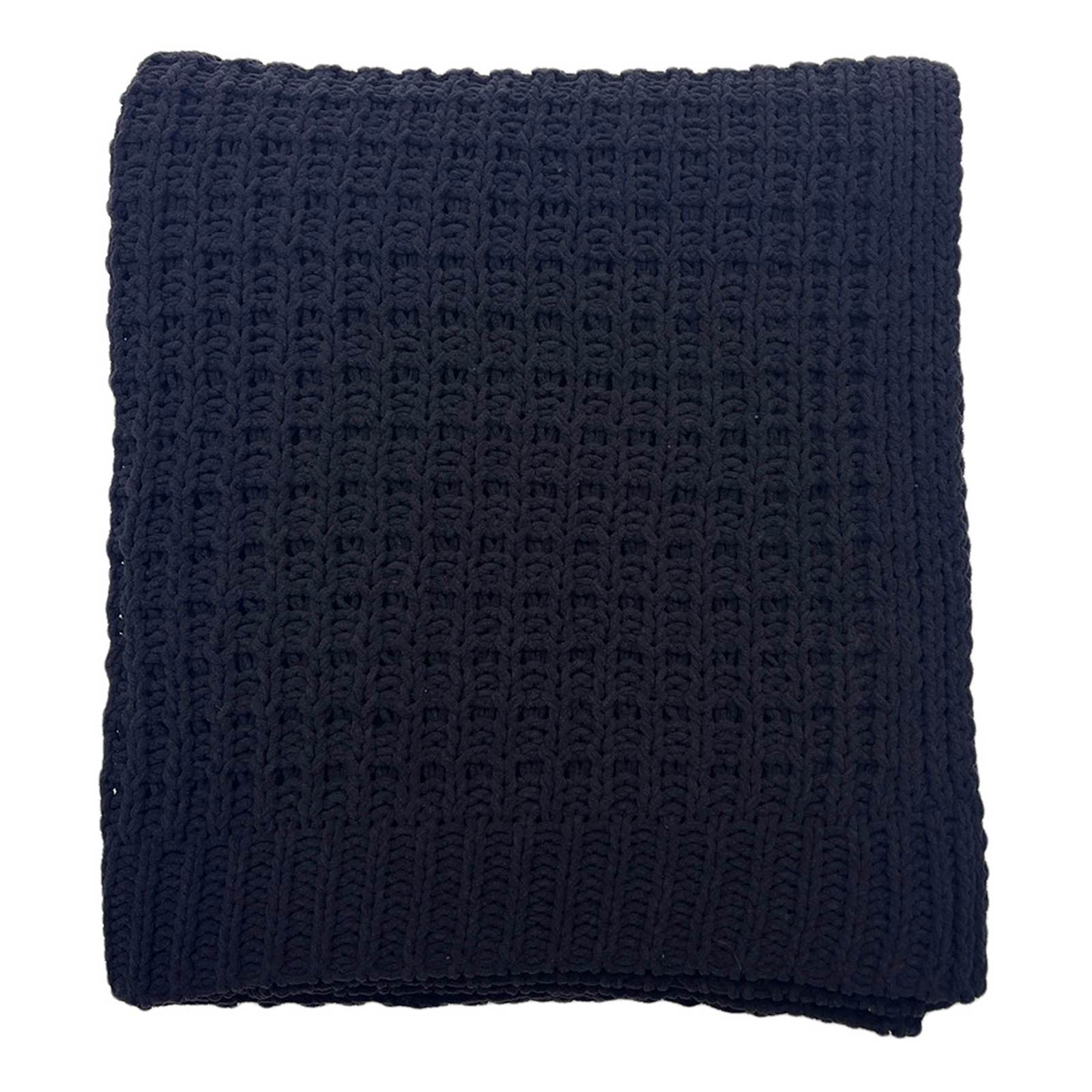 Black Chenille Knit Throw Blanket, 50x60