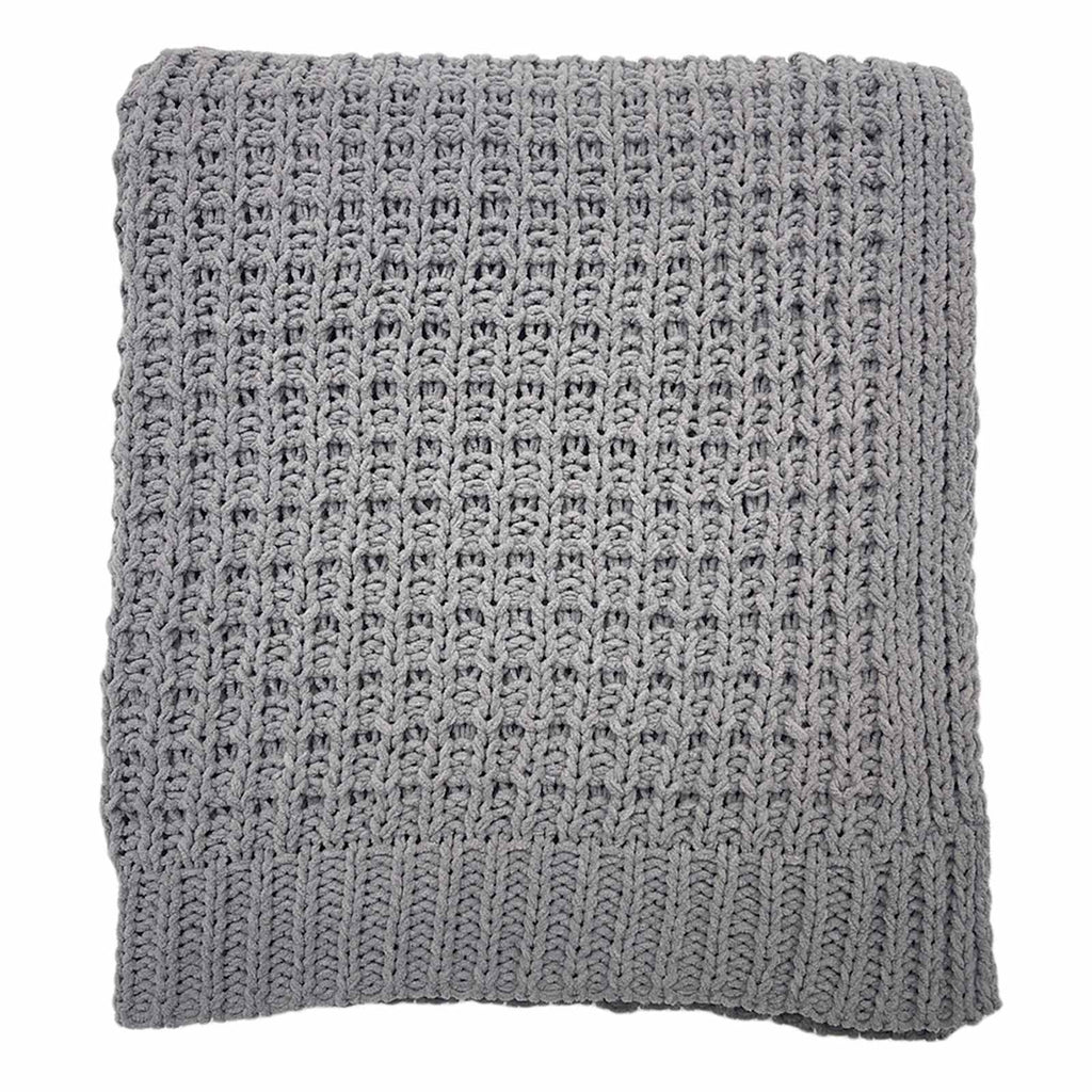 Dark Grey Chenille Knit Throw Blanket, 50x60