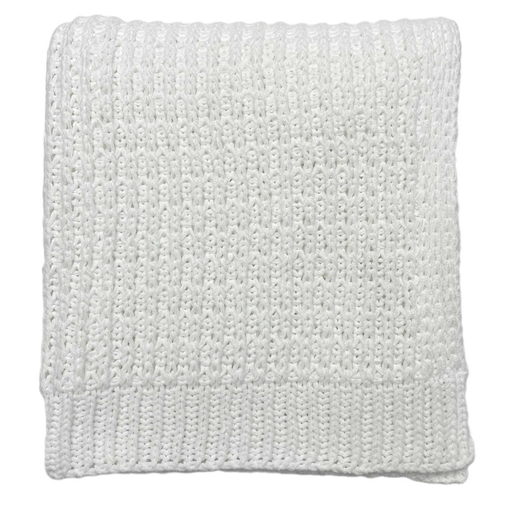 White Chenille Knit Throw Blanket, 50x60