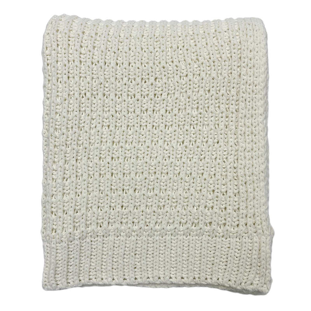 Ivory Chenille Knit Throw Blanket, 50x60