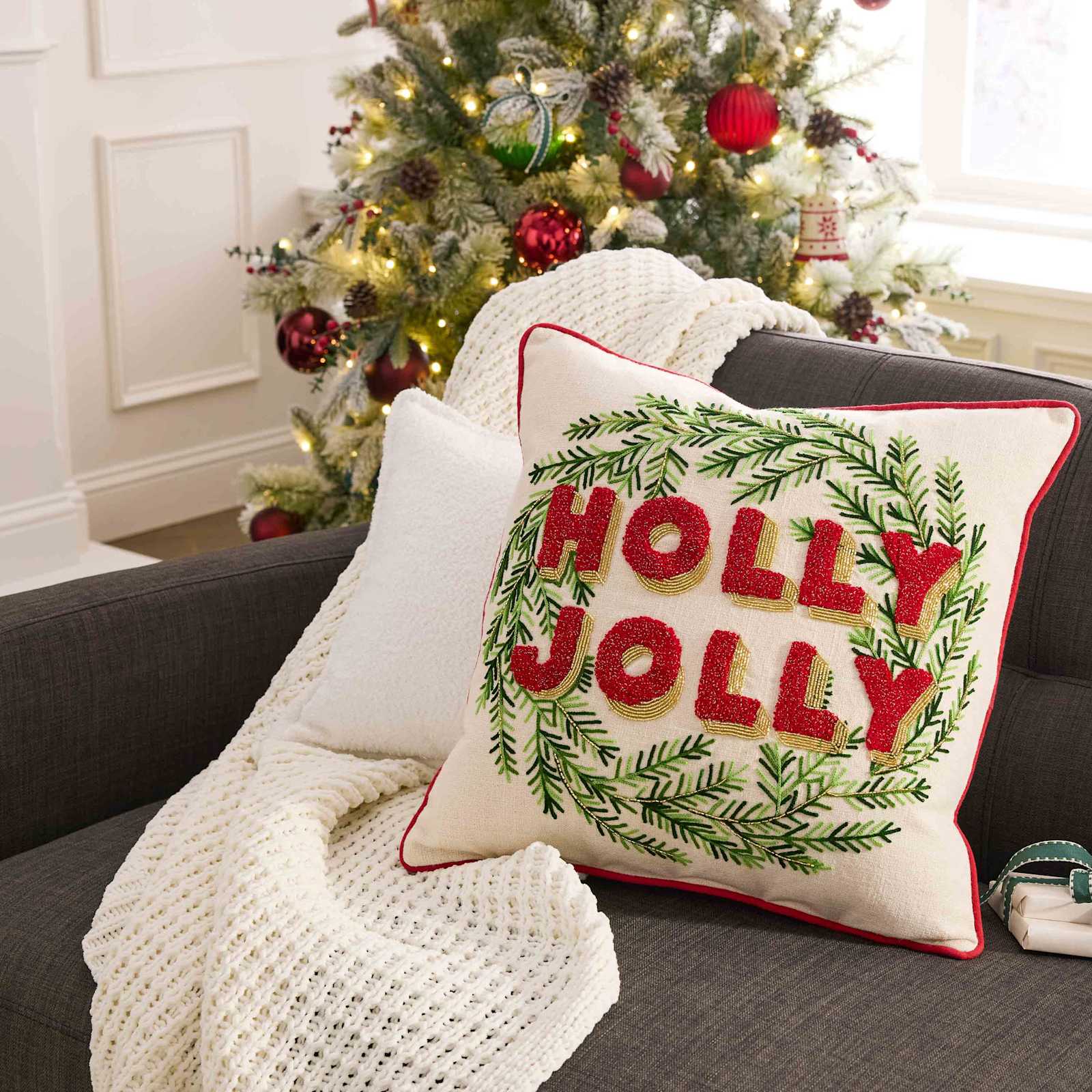 Ivory Chenille Knit Throw Blanket, 50x60