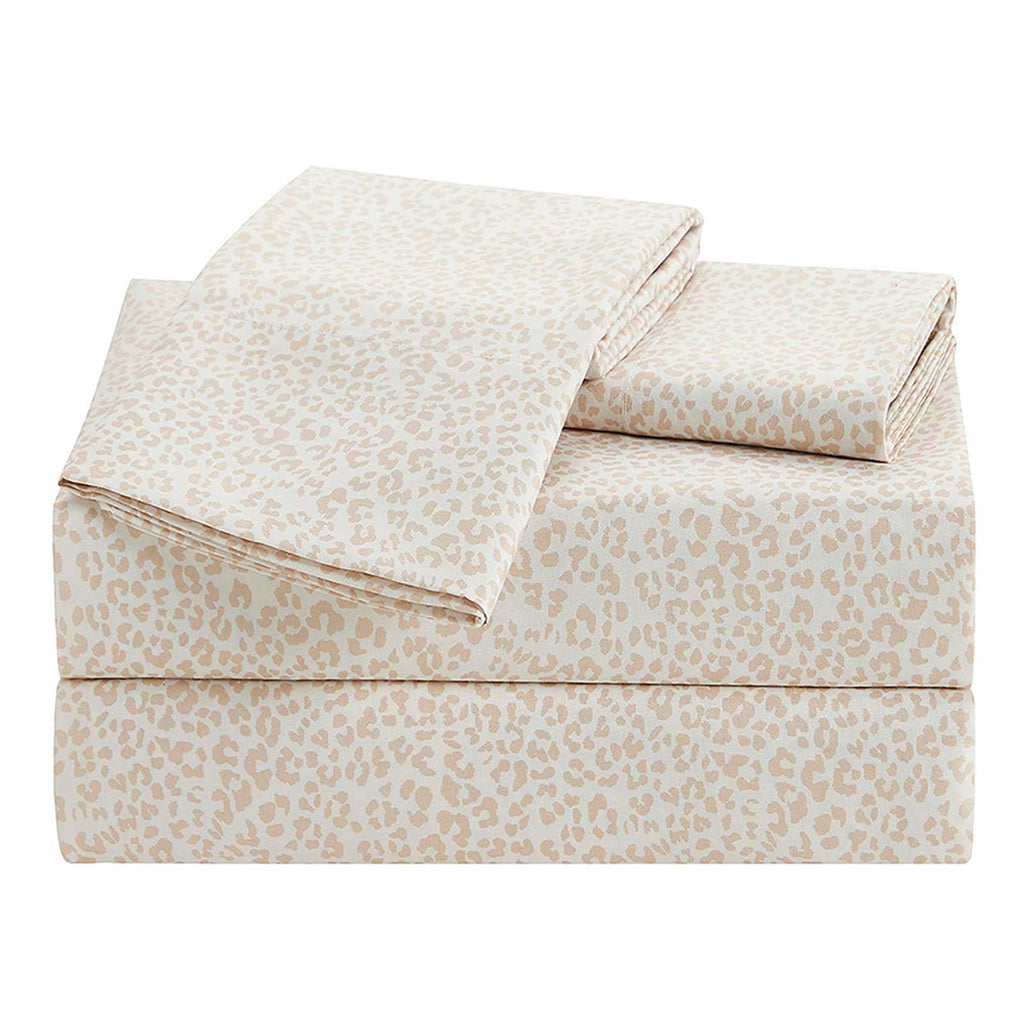 4-Piece Leopard Print Cooling Microfiber Sheet Set, Queen