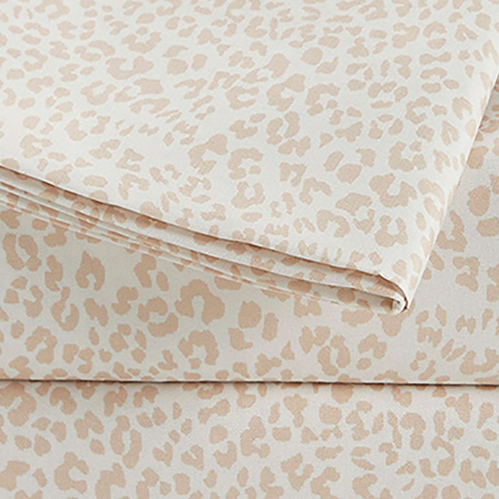 4-Piece Leopard Print Cooling Microfiber Sheet Set, Queen