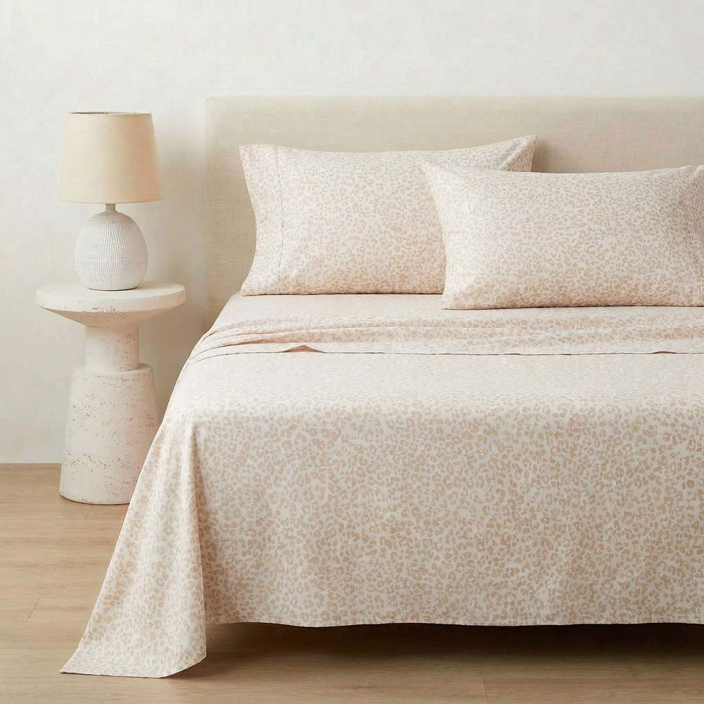 4-Piece Leopard Print Cooling Microfiber Sheet Set, Queen