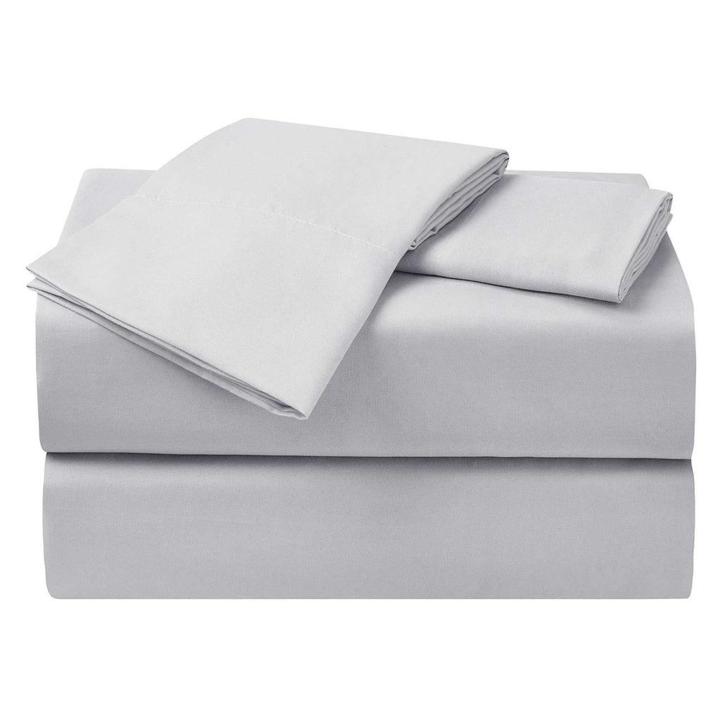 4-Piece Light Grey Cooling Microfiber Sheet Set, Queen