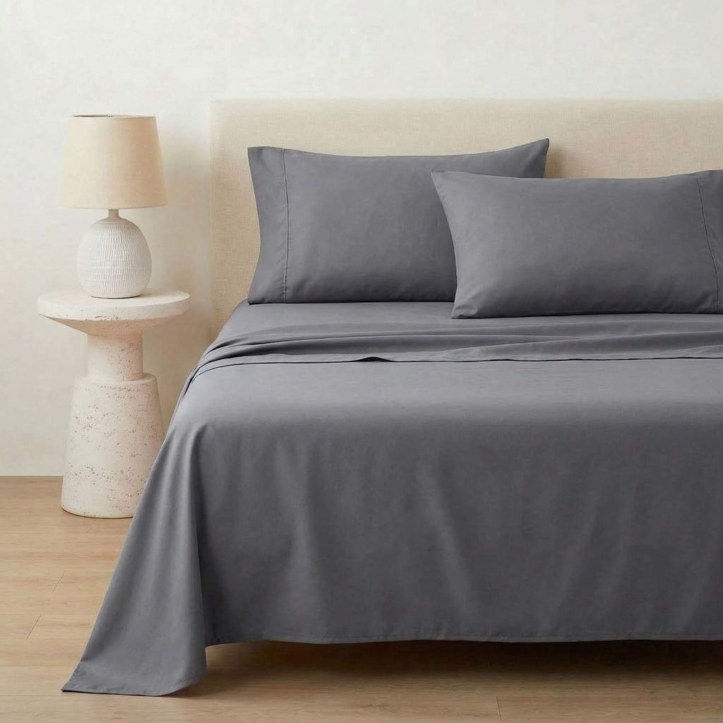 4-Piece Dark Grey Cooling Microfiber Sheet Set