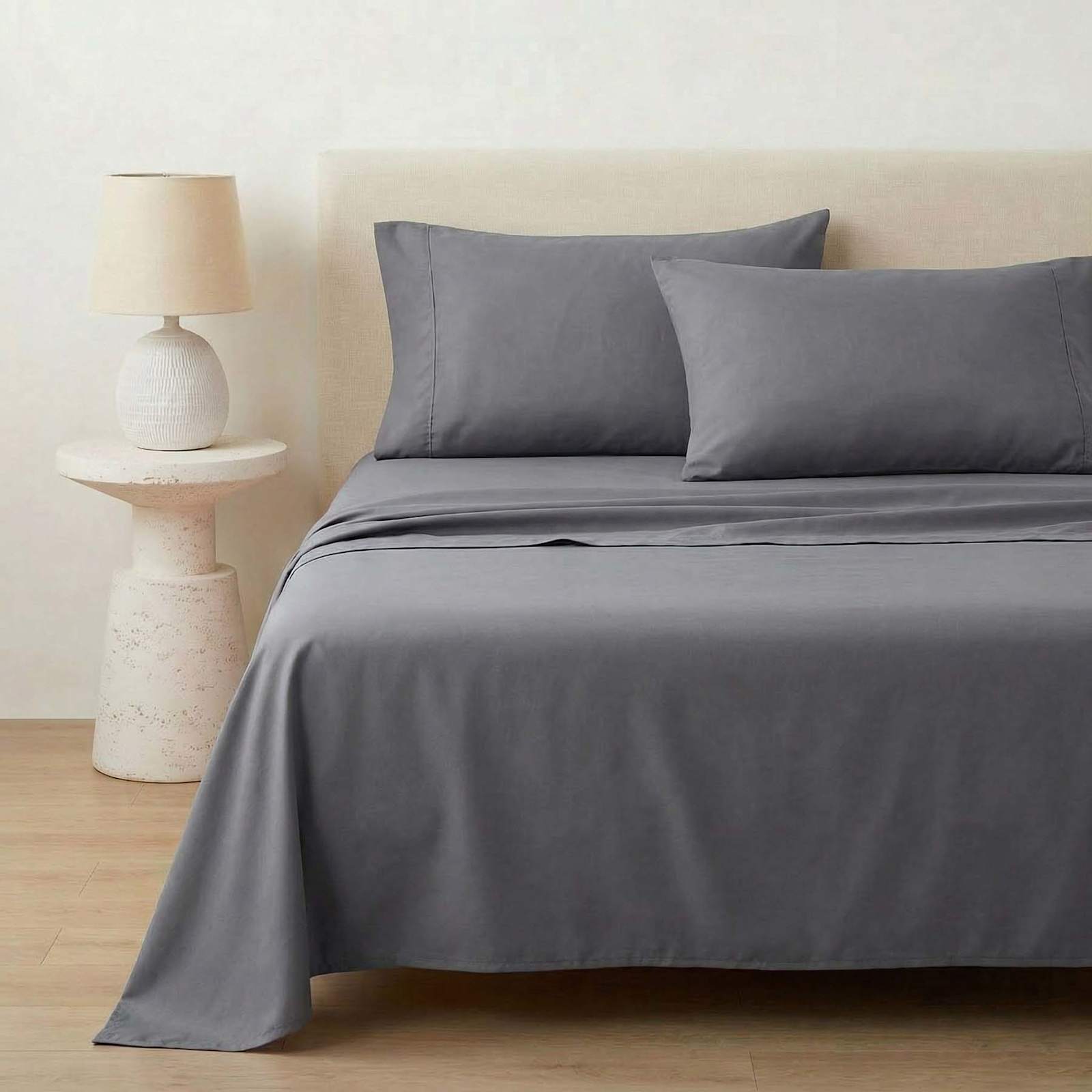 4-Piece Dark Grey Cooling Microfiber Sheet Set